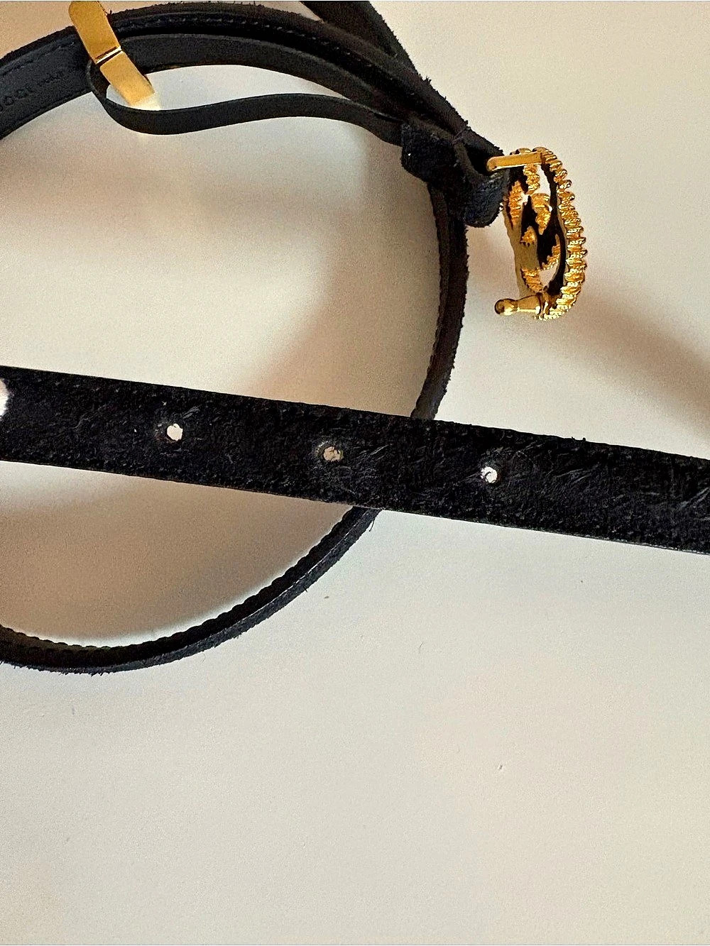 GUCCI GG Marmont Belt in Black Suede Size 95 - Picture 6 of 8